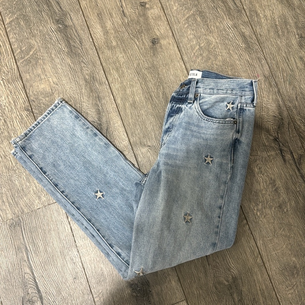 • Pistola • Women’s Charlie Embroidered Star Jeans 
Supernova Wash / Blue 26 - Picture 3 of 6